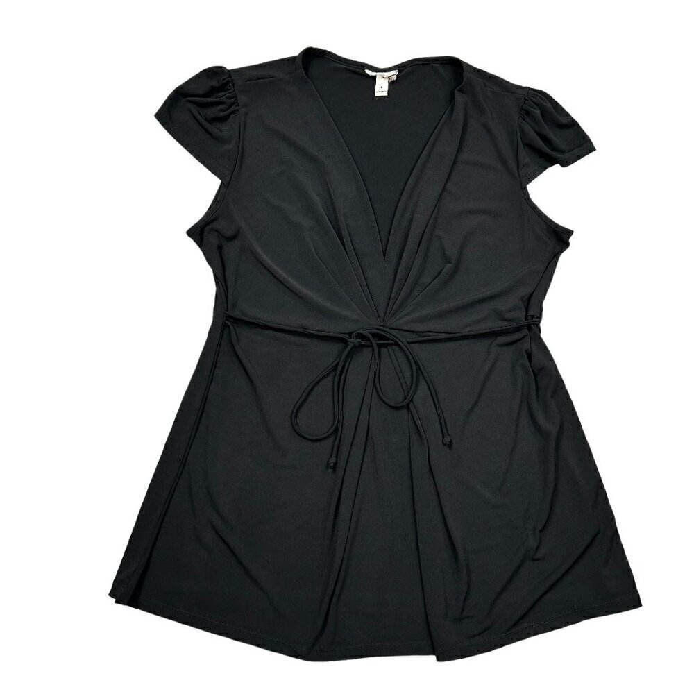 Unbranded Black Tie Waist Knit Top Size L
